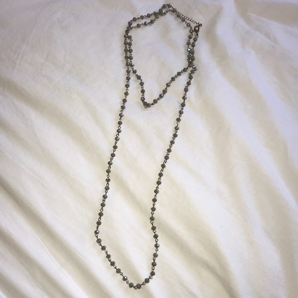 Light Gray Beaded Wrap Necklace
